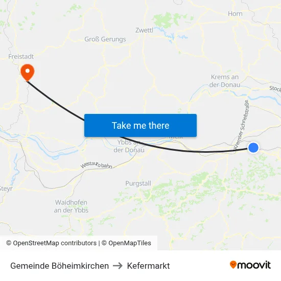 Gemeinde Böheimkirchen to Kefermarkt map