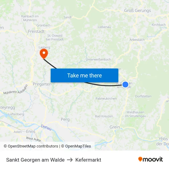 Sankt Georgen am Walde to Kefermarkt map