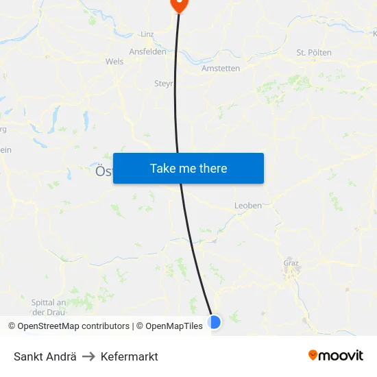 Sankt Andrä to Kefermarkt map
