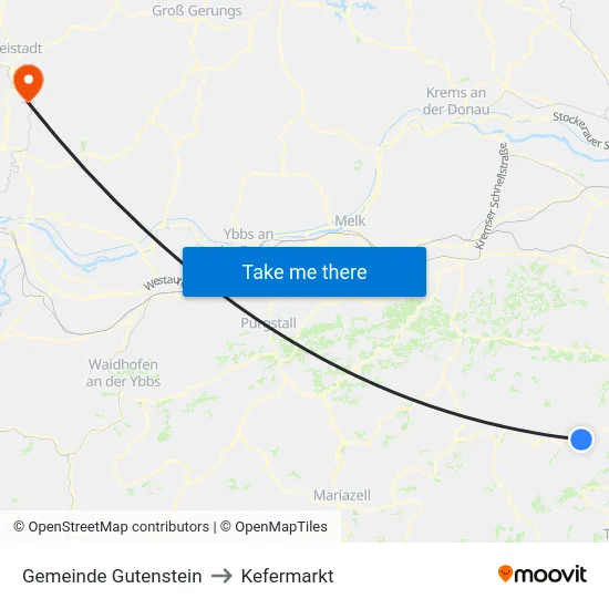 Gemeinde Gutenstein to Kefermarkt map