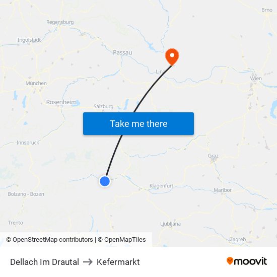Dellach Im Drautal to Kefermarkt map