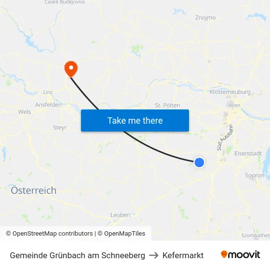 Gemeinde Grünbach am Schneeberg to Kefermarkt map