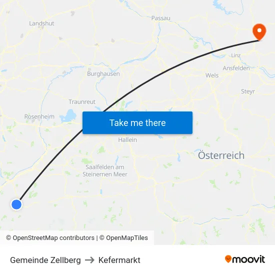 Gemeinde Zellberg to Kefermarkt map
