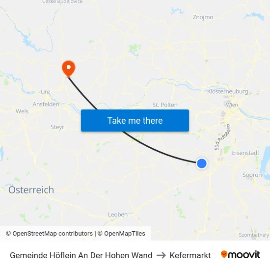 Gemeinde Höflein An Der Hohen Wand to Kefermarkt map