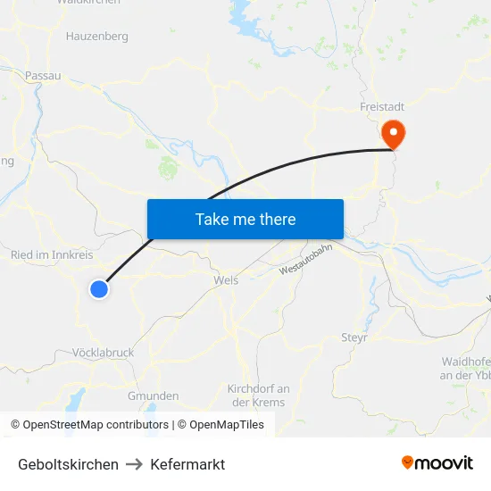 Geboltskirchen to Kefermarkt map