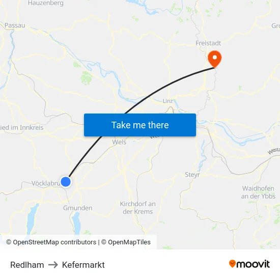 Redlham to Kefermarkt map