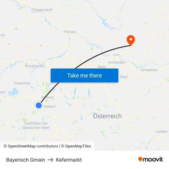 Bayerisch Gmain to Kefermarkt map