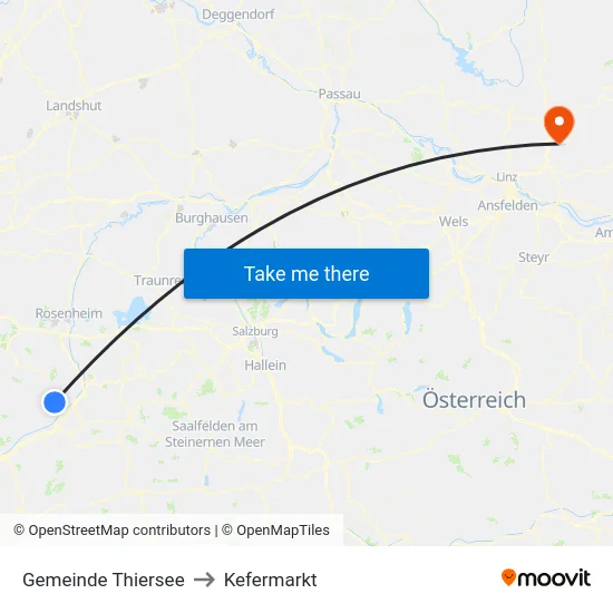 Gemeinde Thiersee to Kefermarkt map