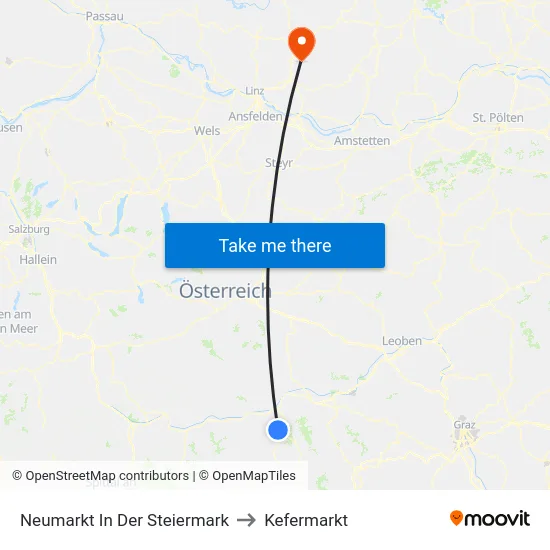 Neumarkt In Der Steiermark to Kefermarkt map