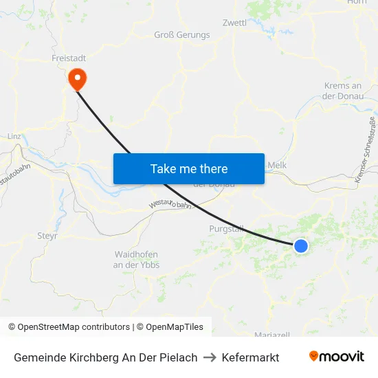 Gemeinde Kirchberg An Der Pielach to Kefermarkt map