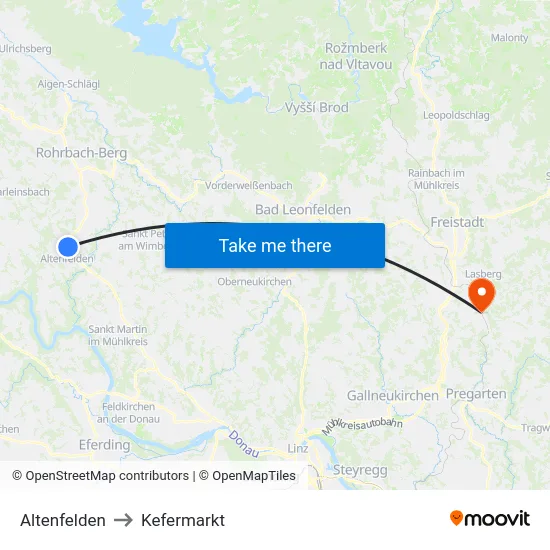 Altenfelden to Kefermarkt map
