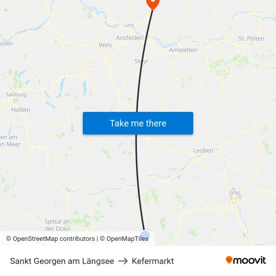 Sankt Georgen am Längsee to Kefermarkt map