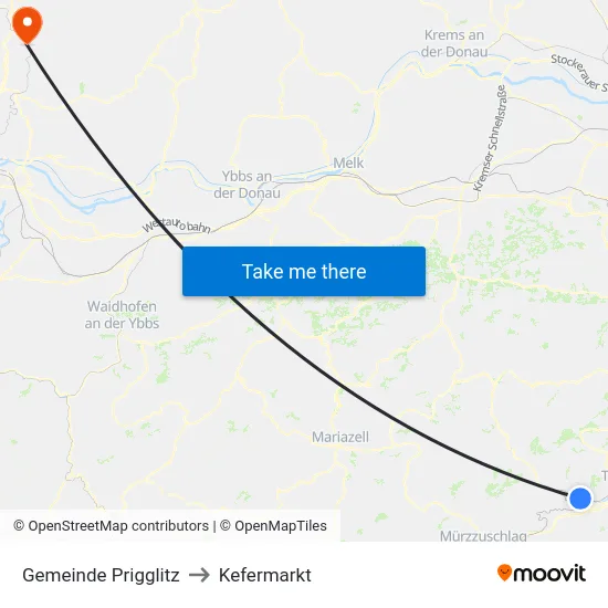 Gemeinde Prigglitz to Kefermarkt map