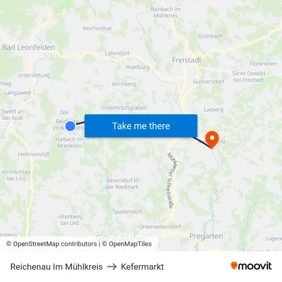 Reichenau Im Mühlkreis to Kefermarkt map