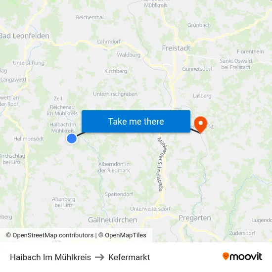 Haibach Im Mühlkreis to Kefermarkt map