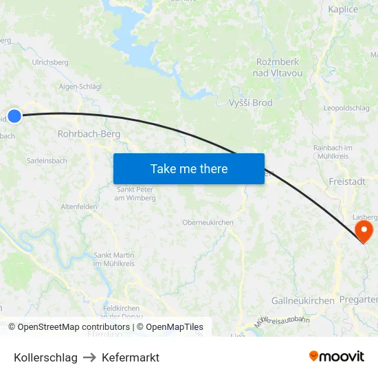 Kollerschlag to Kefermarkt map