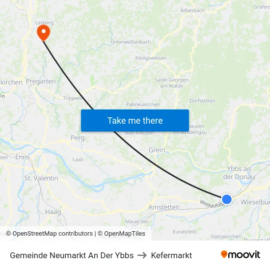 Gemeinde Neumarkt An Der Ybbs to Kefermarkt map