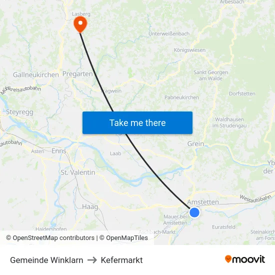 Gemeinde Winklarn to Kefermarkt map