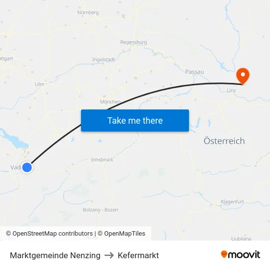 Marktgemeinde Nenzing to Kefermarkt map