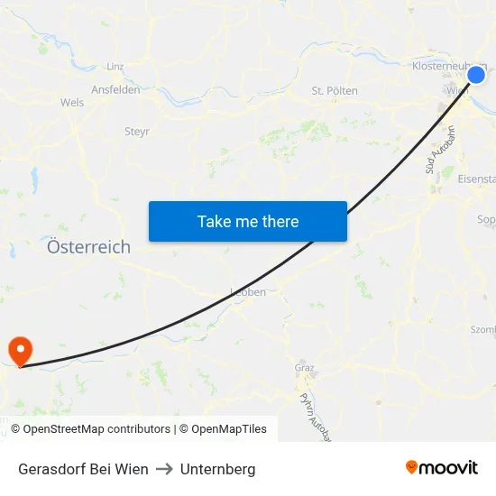Gerasdorf Bei Wien to Unternberg map