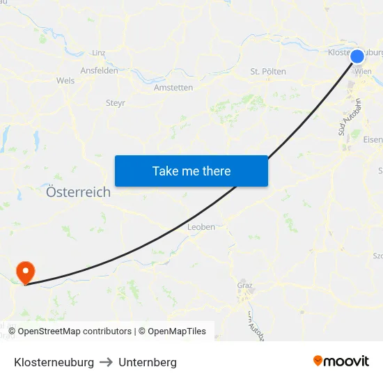 Klosterneuburg to Unternberg map