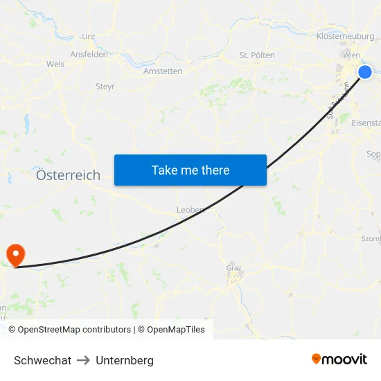 Schwechat to Unternberg map