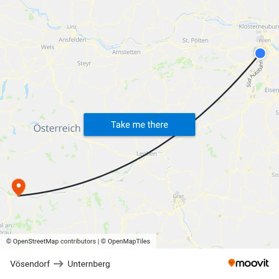Vösendorf to Unternberg map
