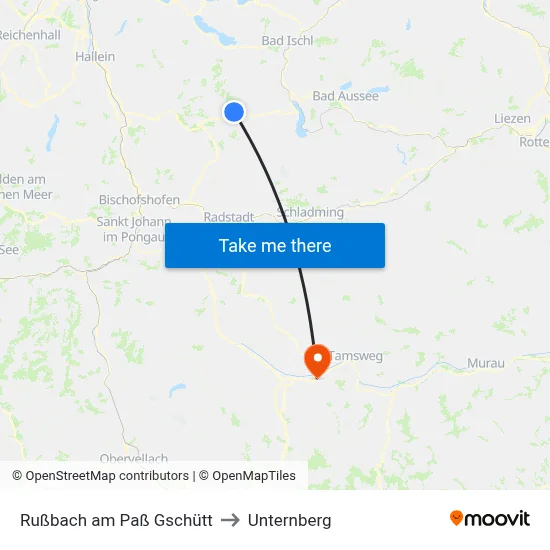 Rußbach am Paß Gschütt to Unternberg map