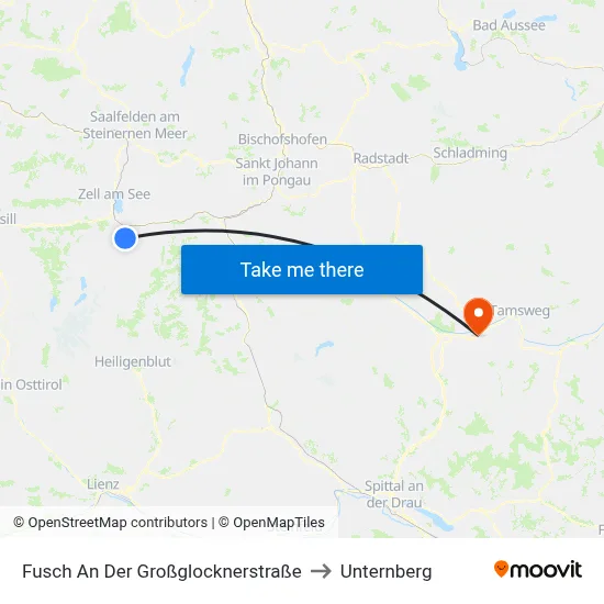 Fusch An Der Großglocknerstraße to Unternberg map