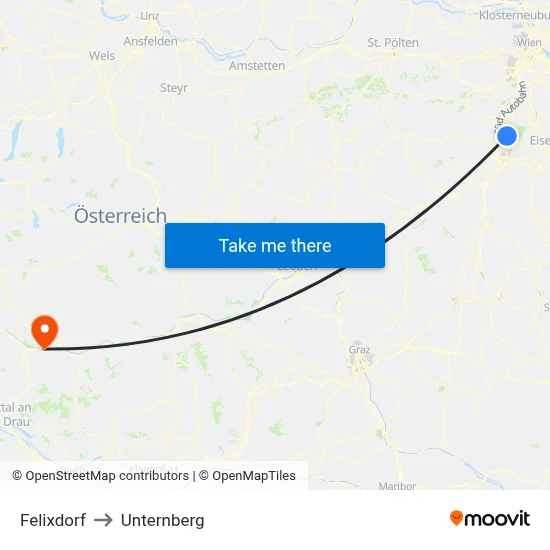 Felixdorf to Unternberg map