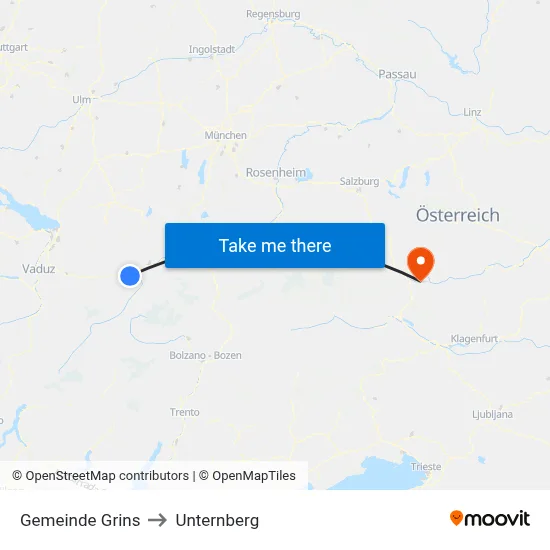 Gemeinde Grins to Unternberg map