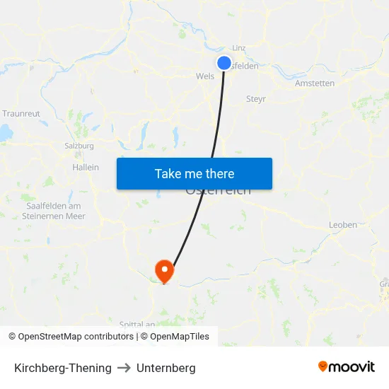 Kirchberg-Thening to Unternberg map