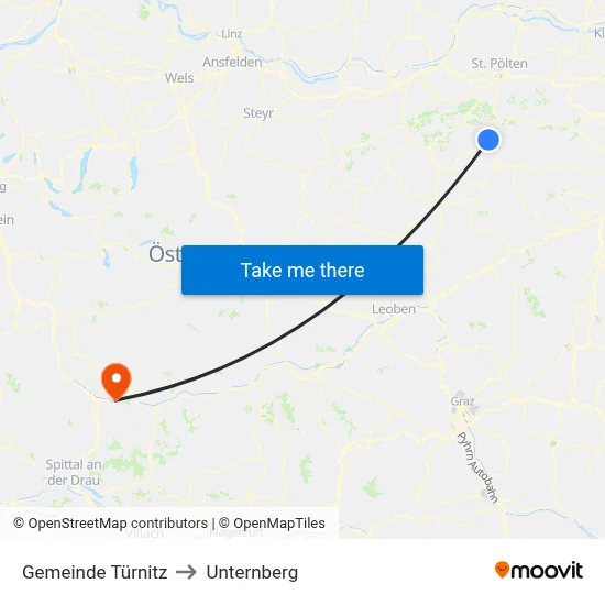 Gemeinde Türnitz to Unternberg map