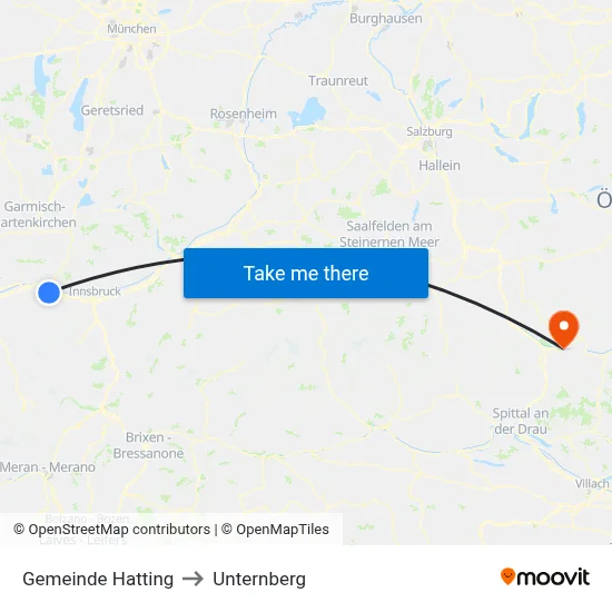 Gemeinde Hatting to Unternberg map