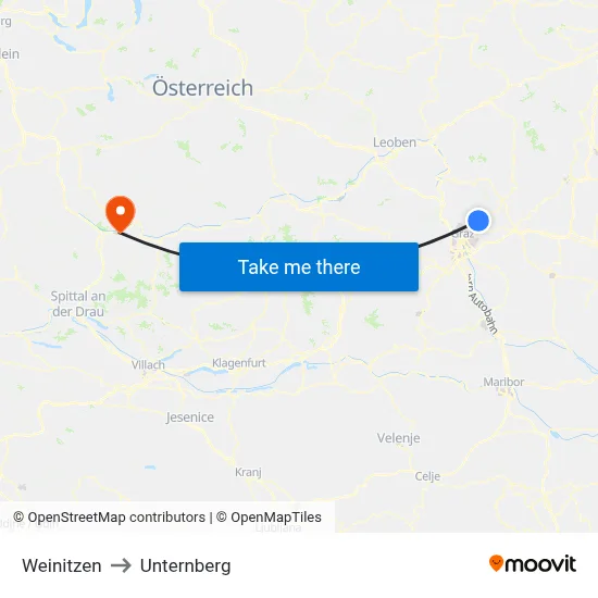 Weinitzen to Unternberg map