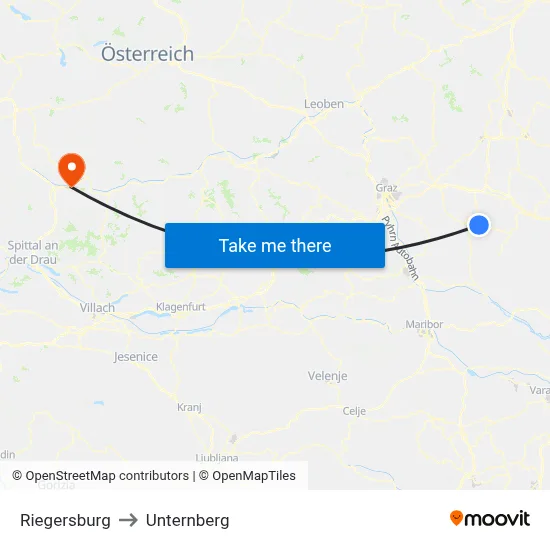 Riegersburg to Unternberg map