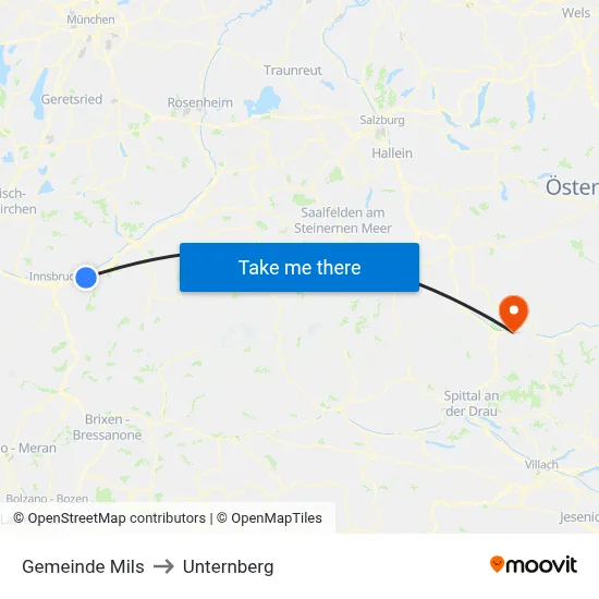 Gemeinde Mils to Unternberg map