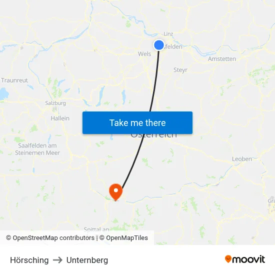 Hörsching to Unternberg map