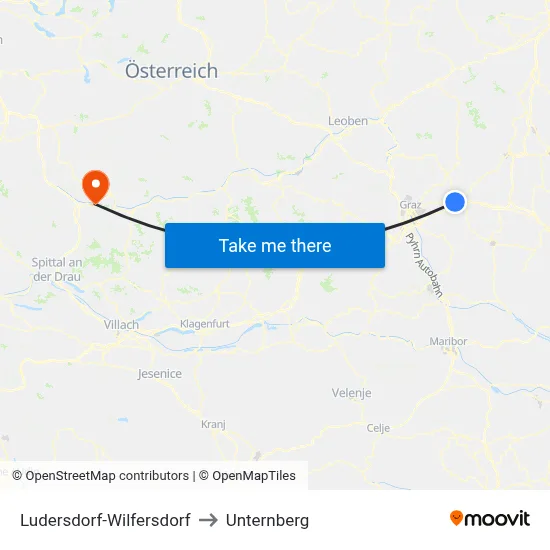 Ludersdorf-Wilfersdorf to Unternberg map