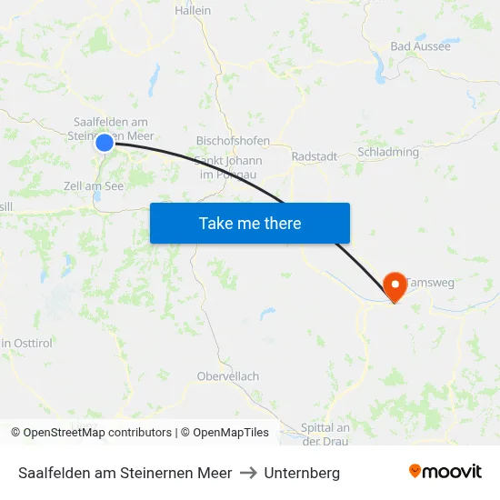 Saalfelden am Steinernen Meer to Unternberg map