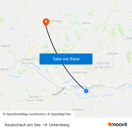 Keutschach am See to Unternberg map