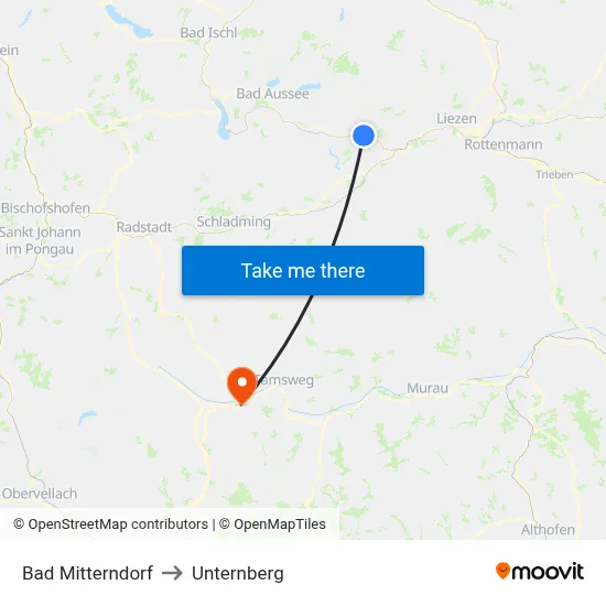 Bad Mitterndorf to Unternberg map
