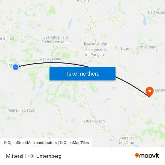 Mittersill to Unternberg map