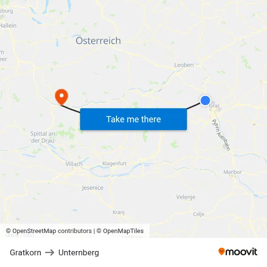 Gratkorn to Unternberg map