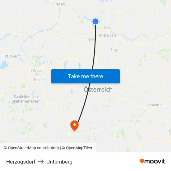 Herzogsdorf to Unternberg map