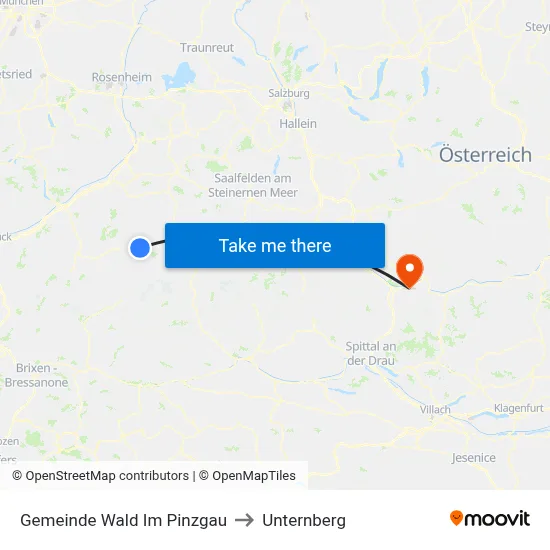 Gemeinde Wald Im Pinzgau to Unternberg map
