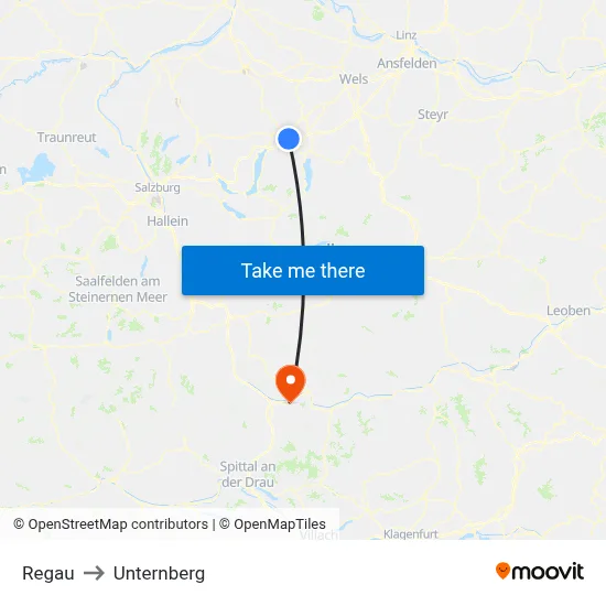 Regau to Unternberg map