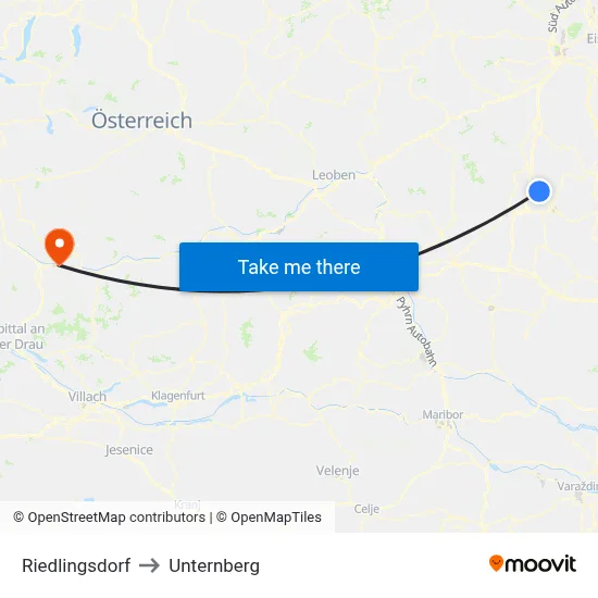 Riedlingsdorf to Unternberg map