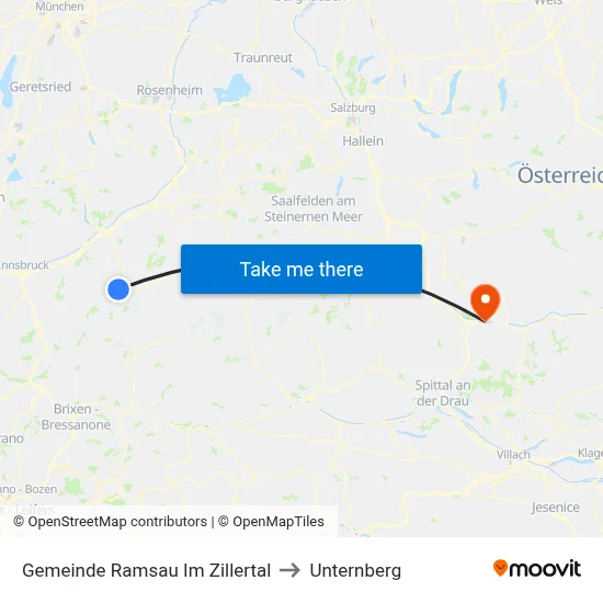 Gemeinde Ramsau Im Zillertal to Unternberg map