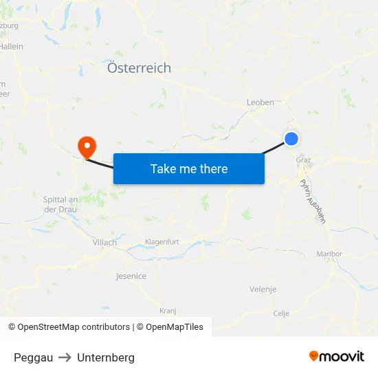 Peggau to Unternberg map